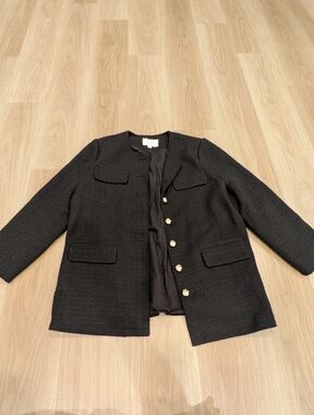 Pomander Place Black Tweed Jennings Jacket With Gold Buttons Size XL